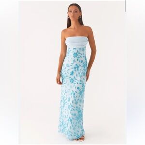 NWT Peppermayo Prism Beaded Maxi Dress in Blue